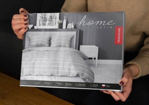 Pościel satyna bawełniana Home Satin popielata 160x200 w pionowe pasy