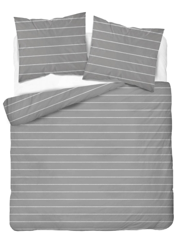 Pościel satyna bawełniana Home Satin popielata 220x200 w pionowe pasy