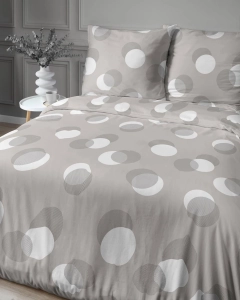 Pościel satyna bawełniana Home Satin beżowa 160x200 w grochy