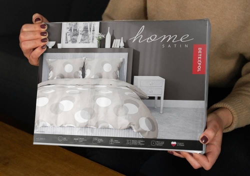 Pościel satyna bawełniana Home Satin beżowa 160x200 w grochy