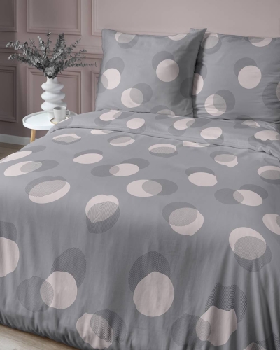 Pościel satyna bawełniana Home Satin popielata 160x200 w grochy