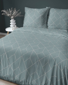 Pościel satyna bawełniana Home Satin miętowa 160x200 we wzór geometryczny