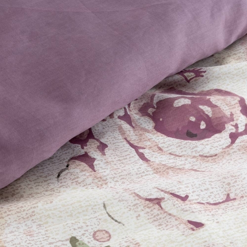 Komplet pościeli z bawełny satynowej Spring 160x200 w fioletowe kwiaty