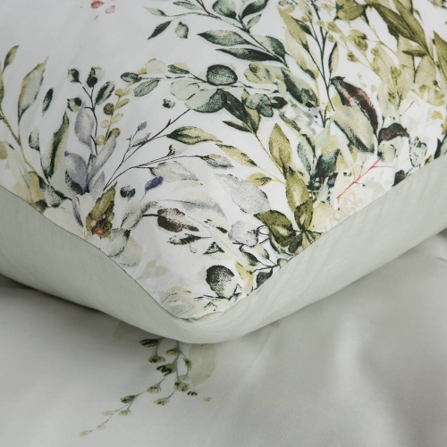 Komplet pościeli z bawełny satynowej biało miętowej Spring 140x200 w liście