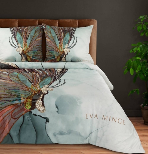 Ekskluzywna pościel z makosatyny z motylem 160x200 Eva Minge 