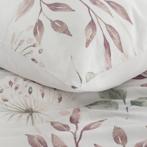 Komplet pościeli Sonia 100% bawełniana biała 140x200 w liście