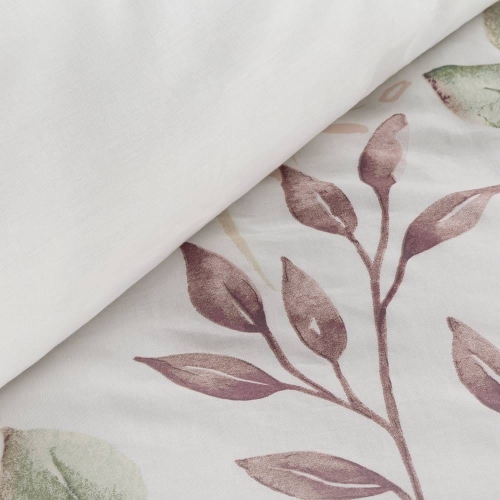 Komplet pościeli Sonia 100% bawełniana biała 140x200 w liście