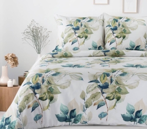 Komplet pościeli białej Sonia 100% bawełniana 220x200 w liście