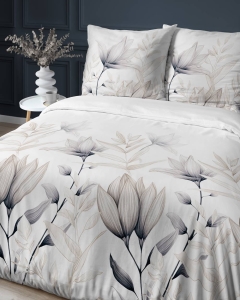 Pościel satyna bawełniana biała Home Satin 160x200 w delikatne kwiaty
