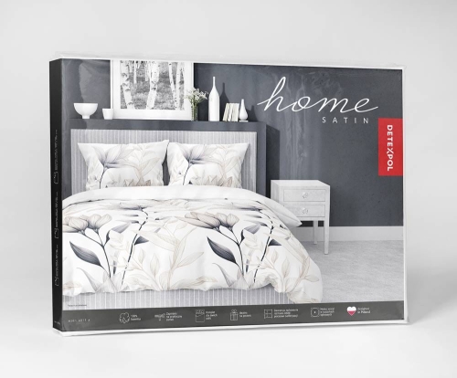 Pościel satyna bawełniana biała Home Satin 160x200 w delikatne kwiaty