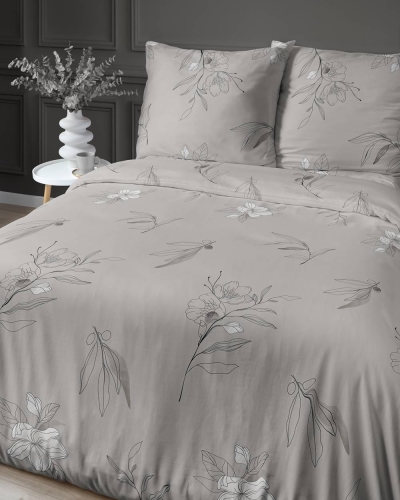 Pościel satyna bawełniana Home Satin 160x200 beżowa w kwiaty