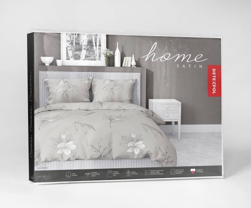 Pościel satyna bawełniana Home Satin 160x200 beżowa w kwiaty