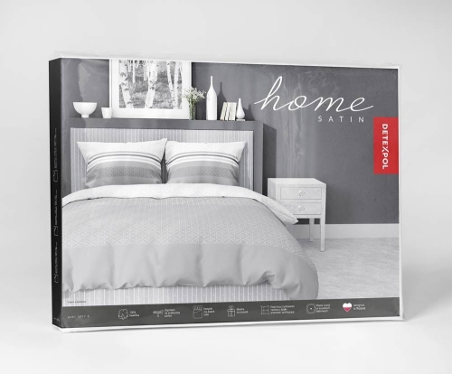 Pościel satyna bawełniana Home Satin 160x200 popielato biała