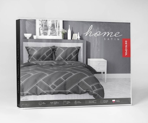 Pościel satyna bawełniana Home Satin 160x200 czarna we wzór geometryczny