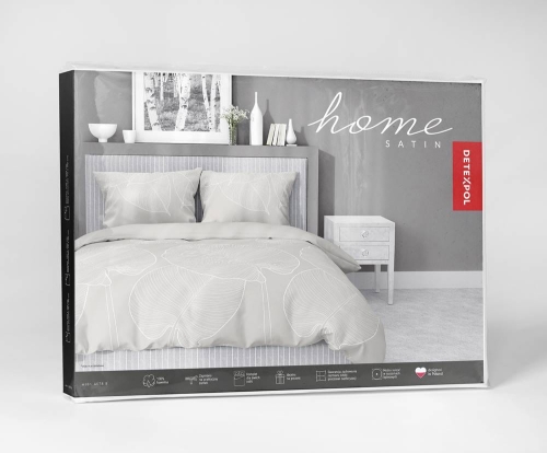 Pościel satyna bawełniana Home Satin 220x200 beżowa w duże liście