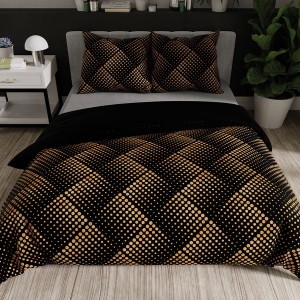 Komplet pościeli z bawełny satynowej czarno złota 220x200 Luxe