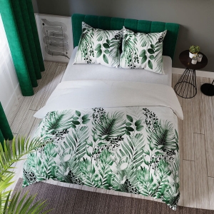 Komplet pościeli z bawełny satynowej w liście 220x200 Verdura