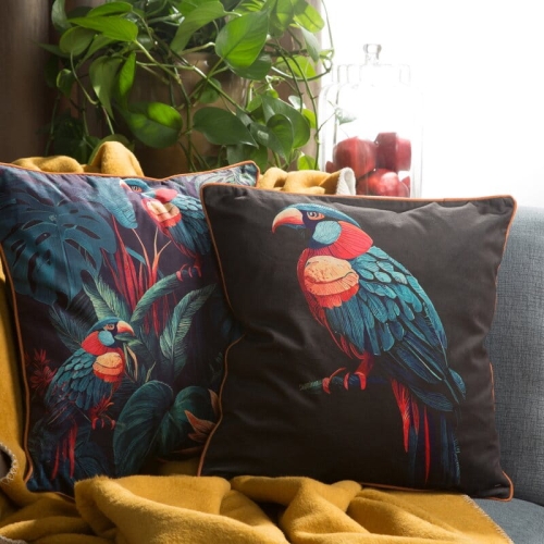 Poszewka dekoracyjna velvet 45x45 Papuga