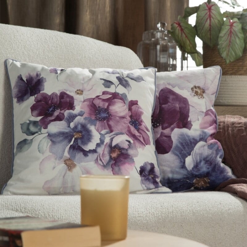 Poszewka dekoracyjna velvet 45x45 Kwiaty Fioletowo Różowe
