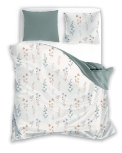 Pościel bawełniana Cottage biała 140x200 w kwiaty w kolorach pastelowych