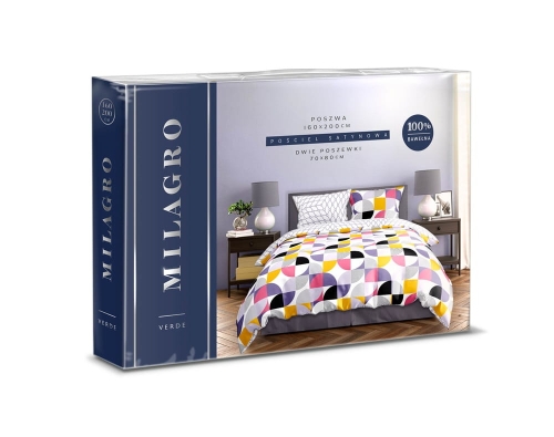 Pościel bawełna satynowa Milagro 160x200 w geometryczny wzór 