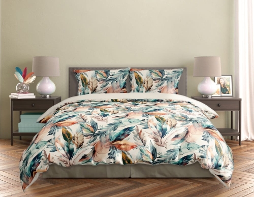 Pościel bawełna satynowa Milagro 160x200 w kolorowe pióra