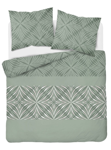 Pościel satyna bawełniana zielona Home Satin 160x200 w geometryczny wzór