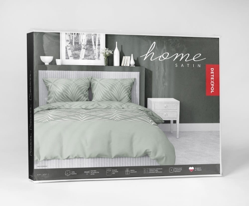 Pościel satyna bawełniana zielona Home Satin 160x200 w geometryczny wzór
