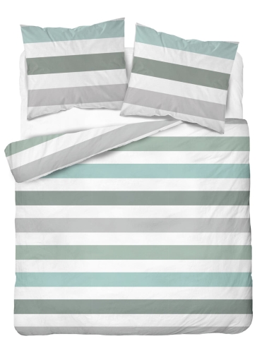 Pościel satyna bawełniana Home Satin 220x200 w zielone, turkusowe i popielate pasy