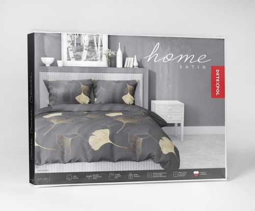 Pościel satyna bawełniana brązowa Home Satin 160x200 liście ginkgo