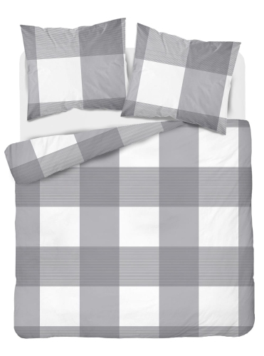 Pościel flanelowa popielata 160x200 w duża kratę