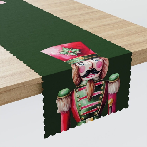 Bieżnik wodoodporny świąteczny zielony 38x160 Dziadki do Orzechów