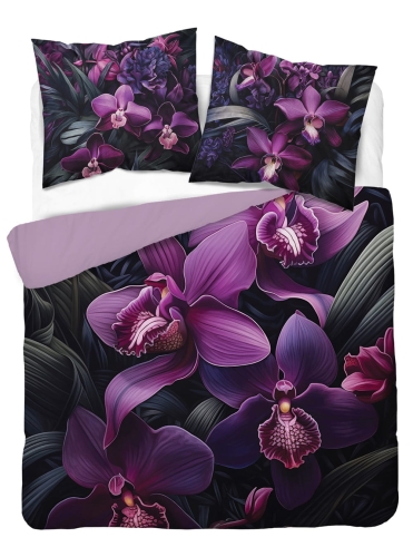 Pościel bawełniana Holland 160x200 Fioletowe Orchidee