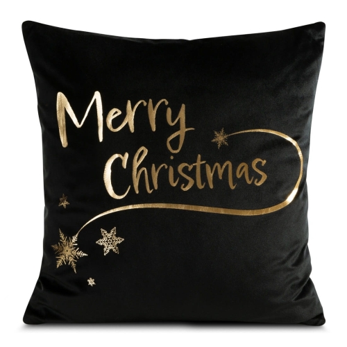 Poszewka dekoracyjna świąteczna czarno złota 45x45 Merry Christmas