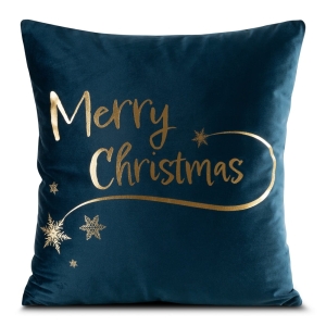 Poszewka dekoracyjna świąteczna granatowo złota 45x45 Merry Christmas