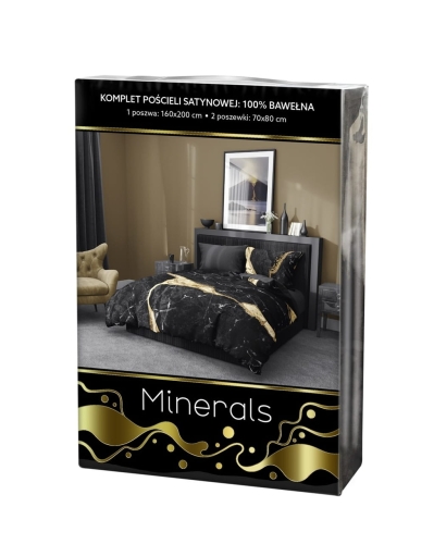 Pościel satyna bawełniana Minerals 220x200 Czarna