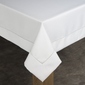 Obrus Madele 140x260 biały ze srebrną lamówką