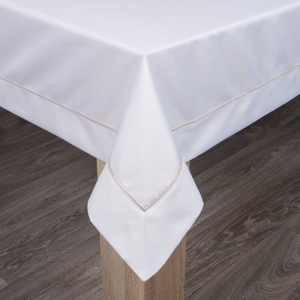 Obrus Madele 145x260 biały ze złotą lamówką