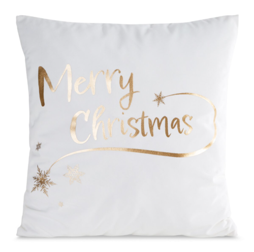 Poszewka dekoracyjna świąteczna biało złota 45x45 Merry Christmas