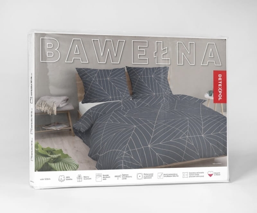Pościel bawełniana 100% ciemnoszara 160x200 w geometryczny wzór