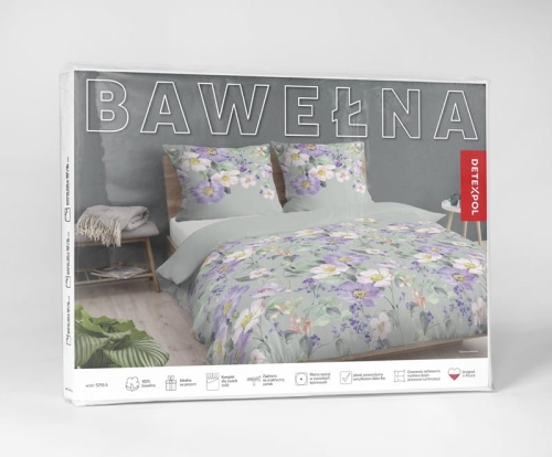 Pościel bawełniana 100% miętowa 160x200 w kolorowe kwiaty