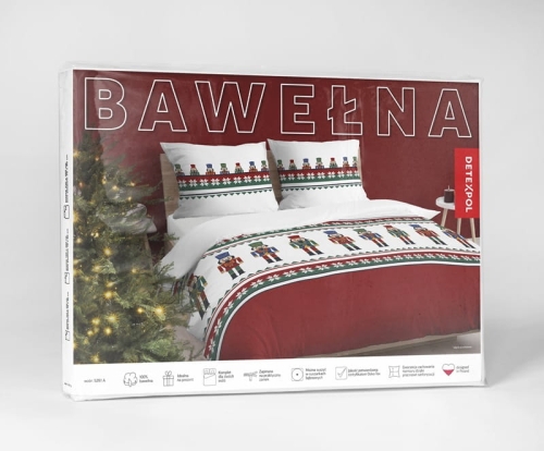 Świąteczna pościel bawełniana Czerwona 220x200 Dziadek do Orzechów
