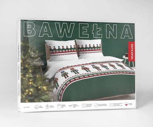 Świąteczna pościel bawełniana Zielona 160x200 Dziadek do Orzechów