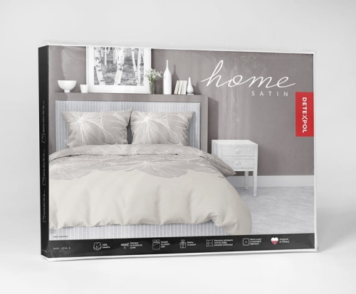 Pościel satyna bawełniana beżowa 220x200 w kwiaty Home Satin