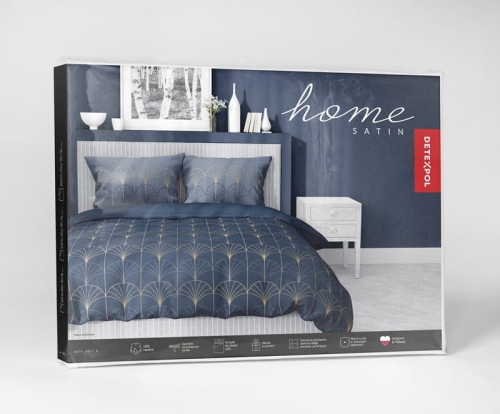 Pościel satyna bawełniana granatowo złoty wzór 220x200 Home Satin