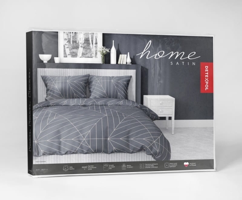Pościel satyna bawełniana grafitowa 220x200 geometryczny wzór Home Satin