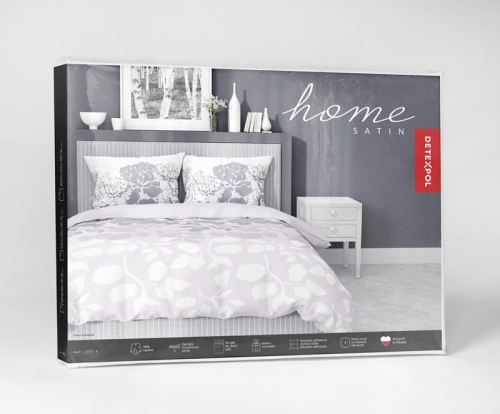 Pościel satyna bawełniana różowo biała 160x200 w kwiaty i liście Home Satin