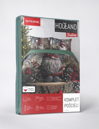 Komplet pościeli świątecznej Holland 220x200 Uroczy Skrzat