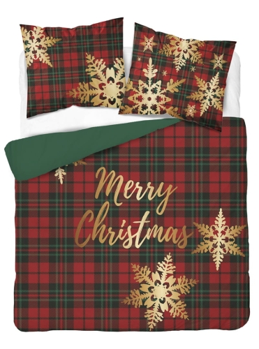 Komplet pościeli świątecznej Holland 220x200 Czerwono Zielona Merry Christmas