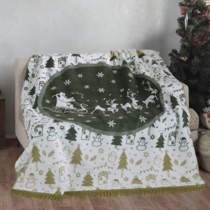 Koc świąteczny 150x200 Święty Mikołaj na Saniach